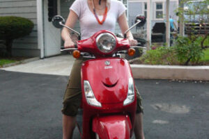 Sarah with her new scooter