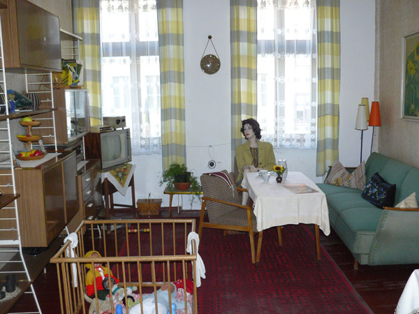 An exhibit showing living room furnishings in the former East Germany