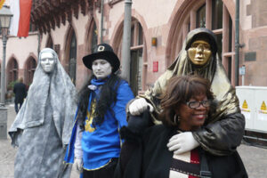 Mimes in Frankfort welcome Marilyn White of Precious Times Magazine