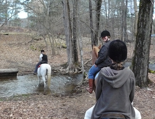 A trail ride at Mt. Toby Stables