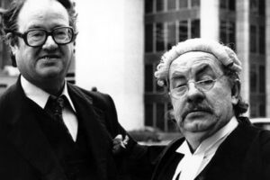 John Mortimer with Leo Kern, who played Rumpole in the television series